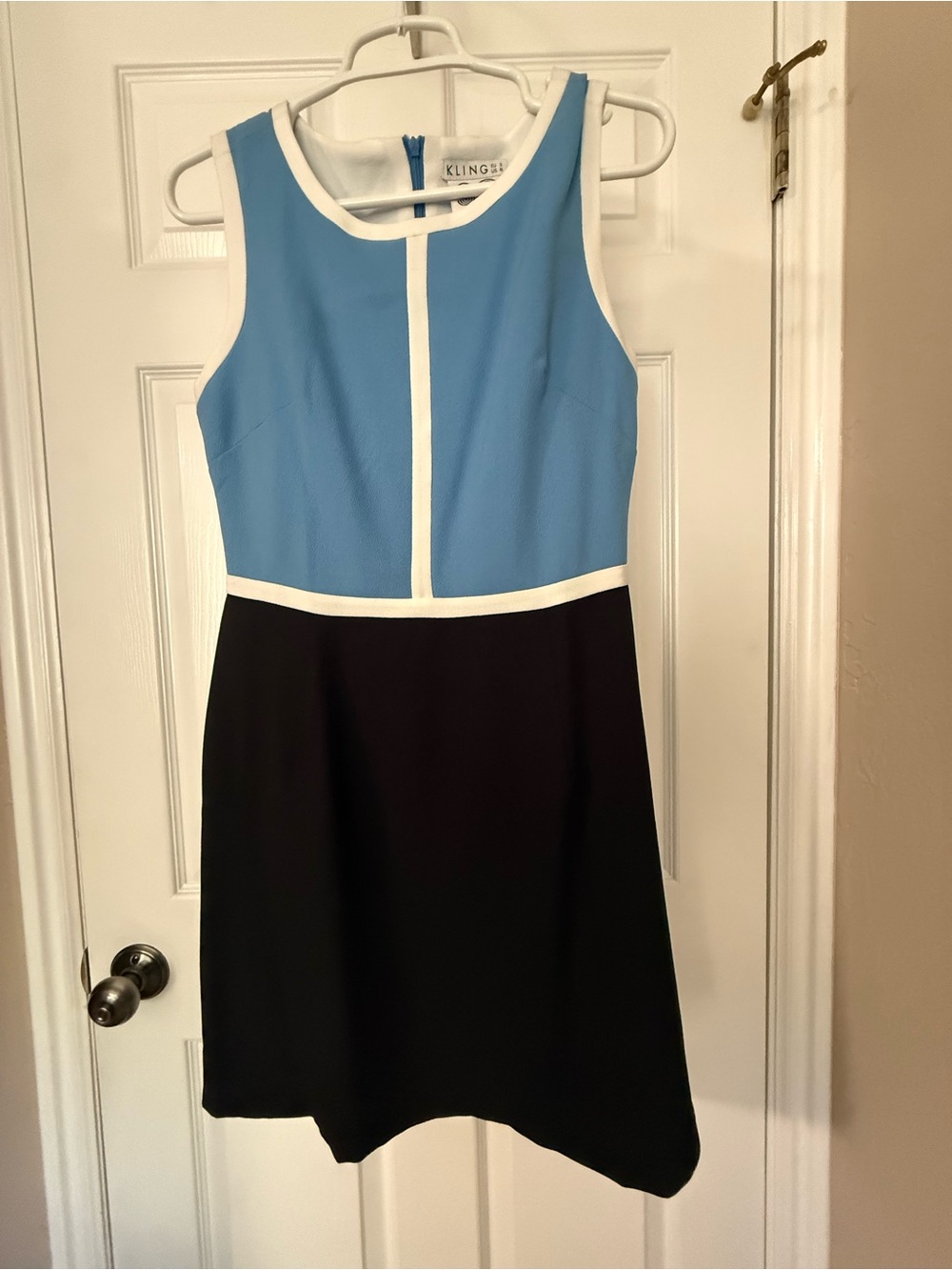 Kling Blue and Black Sleeveless Colorblock Mini Dress